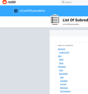 ListOfSubreddits